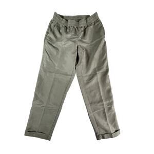 Chico's Pants Womens Size 1 (XS) Green Wide Leg Pockets Stretch Waistband Cuffed